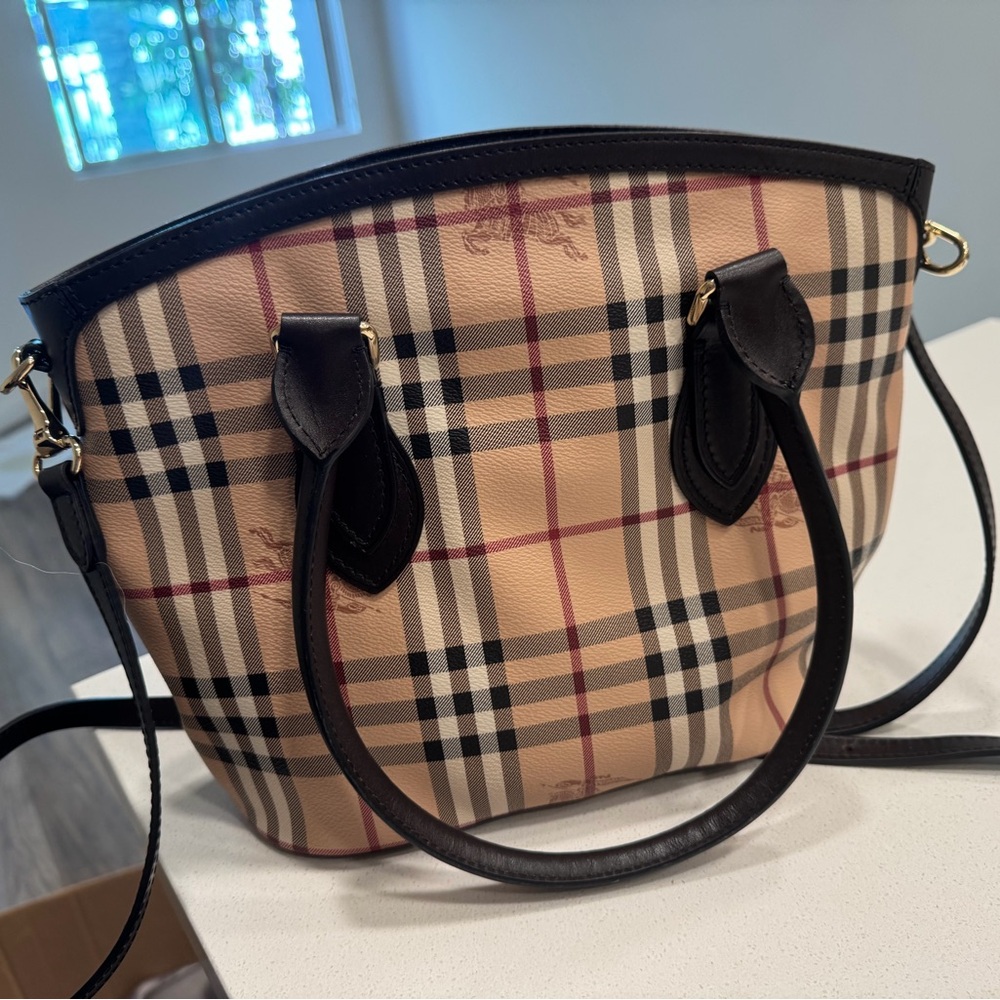 Burberry Tan and Black Satchel